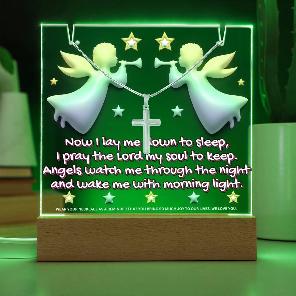 JGF Jewelry Gifts For Family Angels Kids For Bedroom Boys and Girls Multicolor Display Acrylic Plaque LED