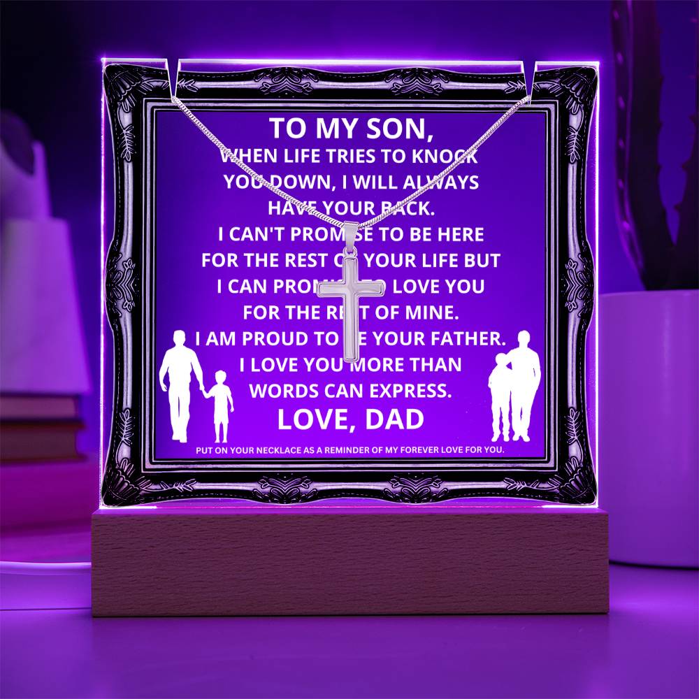 JGF Jewelry Gifts For Family To My Dear Son Plaque And Necklace Gifts From Dad For Men