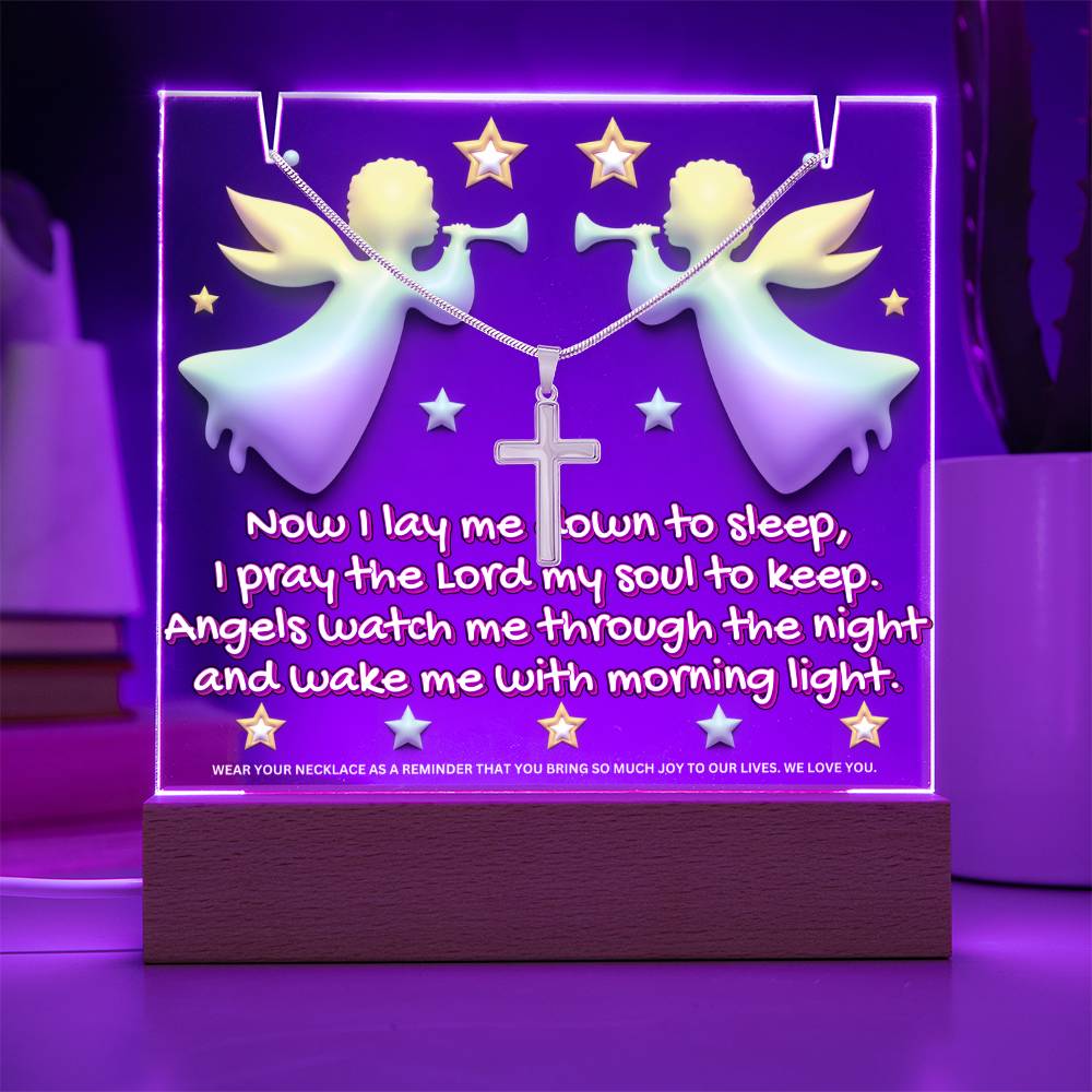 JGF Jewelry Gifts For Family Angels Kids For Bedroom Boys and Girls Multicolor Display Acrylic Plaque LED