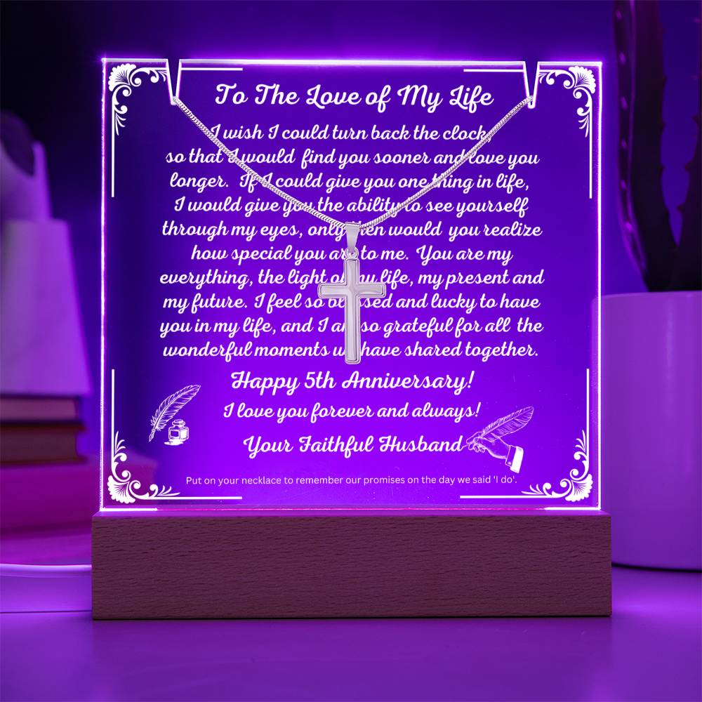 JGF Jewelry Gifts For Family To The Love Of My Life with Cross Necklace on Acrylic Plaque Sign