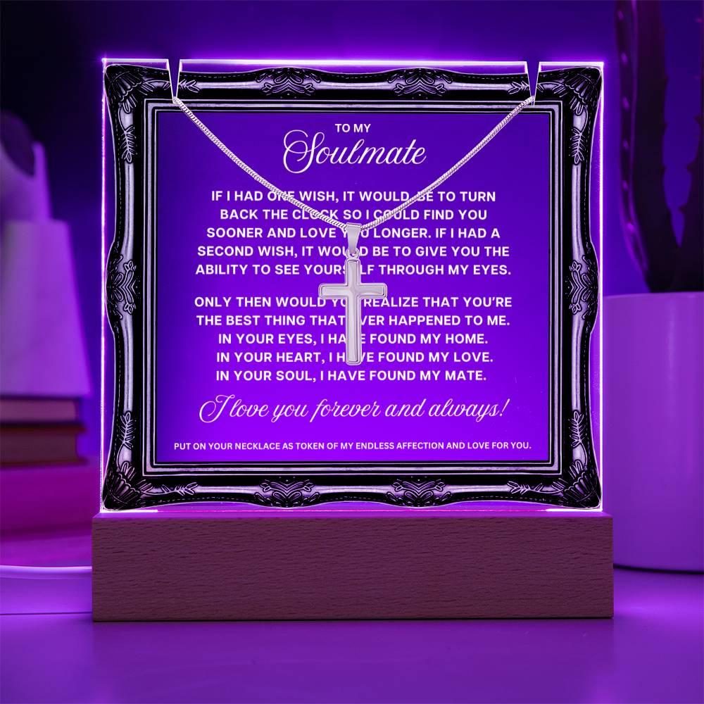 JGF Jewelry Gifts For Family To My Soulmate Necklace For Him Men And Acrylic Plaque