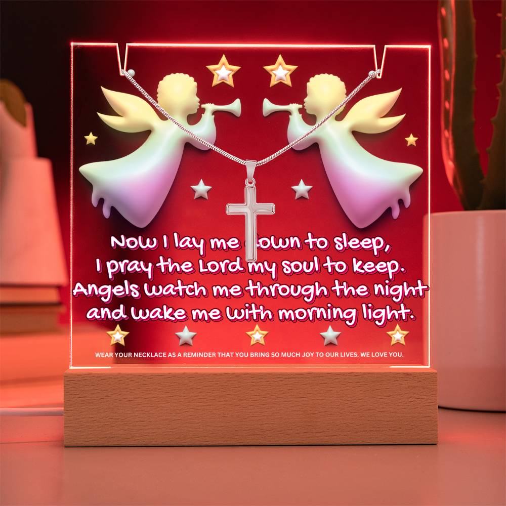 JGF Jewelry Gifts For Family Angels Kids For Bedroom Boys and Girls Multicolor Display Acrylic Plaque LED