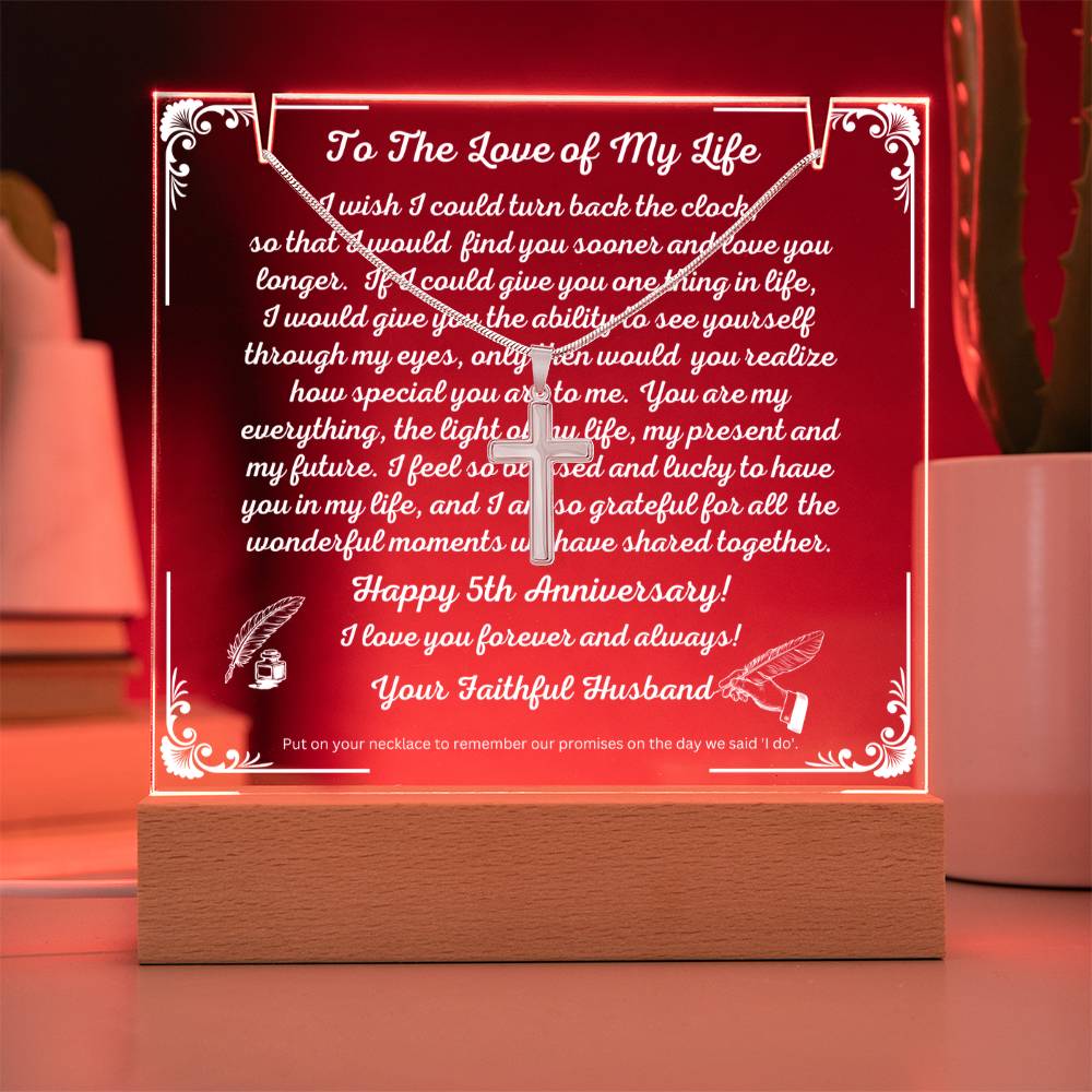 JGF Jewelry Gifts For Family To The Love Of My Life with Cross Necklace on Acrylic Plaque Sign