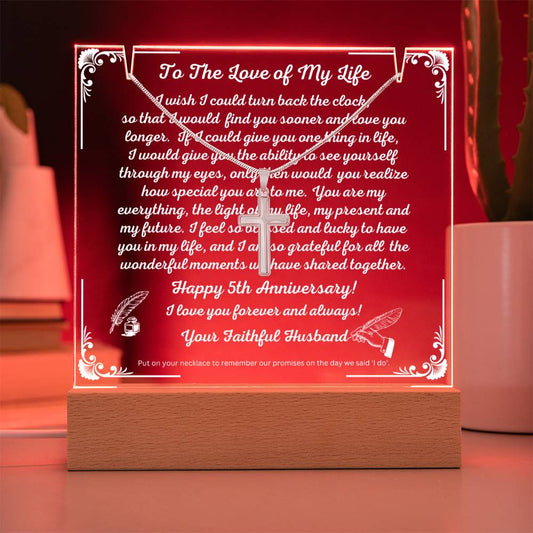 JGF Jewelry Gifts For Family To The Love Of My Life with Cross Necklace on Acrylic Plaque Sign