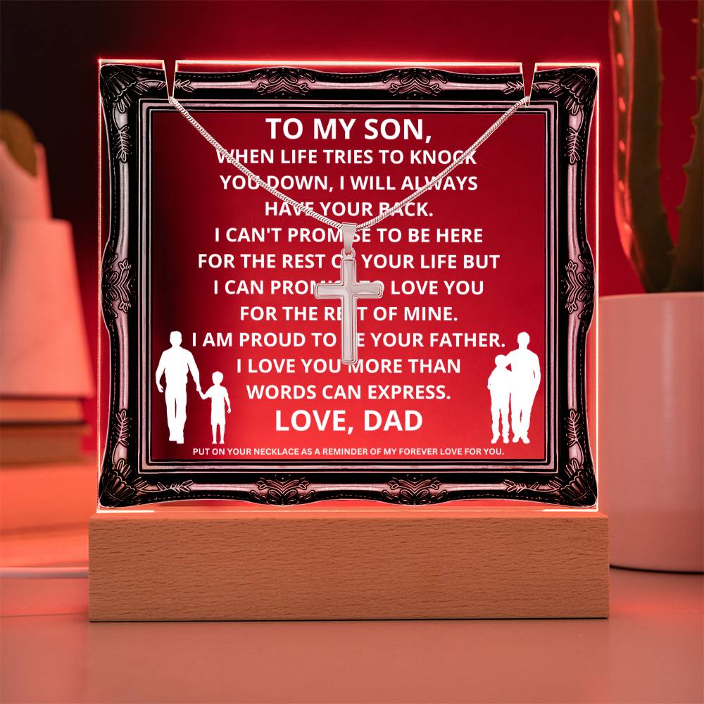 JGF Jewelry Gifts For Family To My Dear Son Plaque And Necklace Gifts From Dad For Men