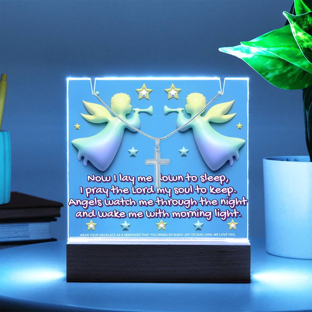 JGF Jewelry Gifts For Family Angels Kids For Bedroom Boys and Girls Multicolor Display Acrylic Plaque LED