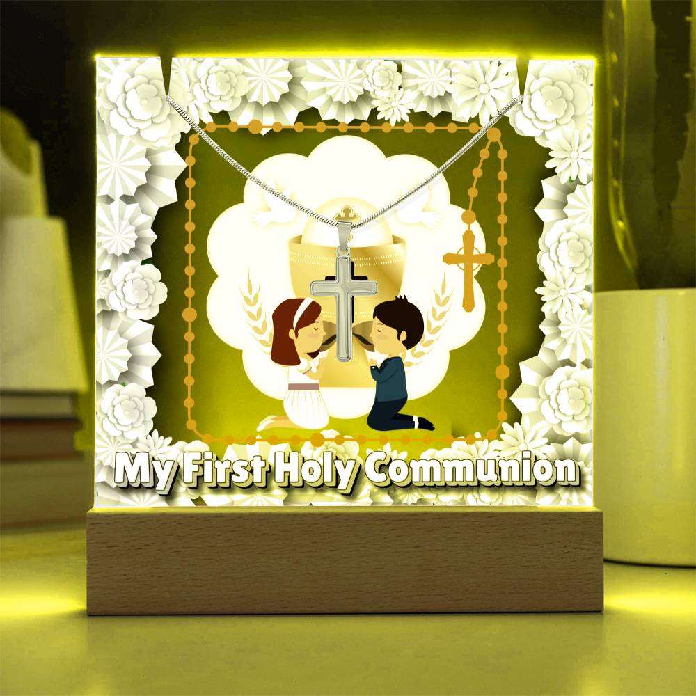 JGF Jewelry Gifts For Family 1st First Holy Communion Cross Necklace For Boys And Girls