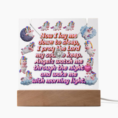 JGF Jewelry Gifts For Family Necklace on Multicolor Display Acrylic Plaque LED Unicorn Kids For Bedroom Girls