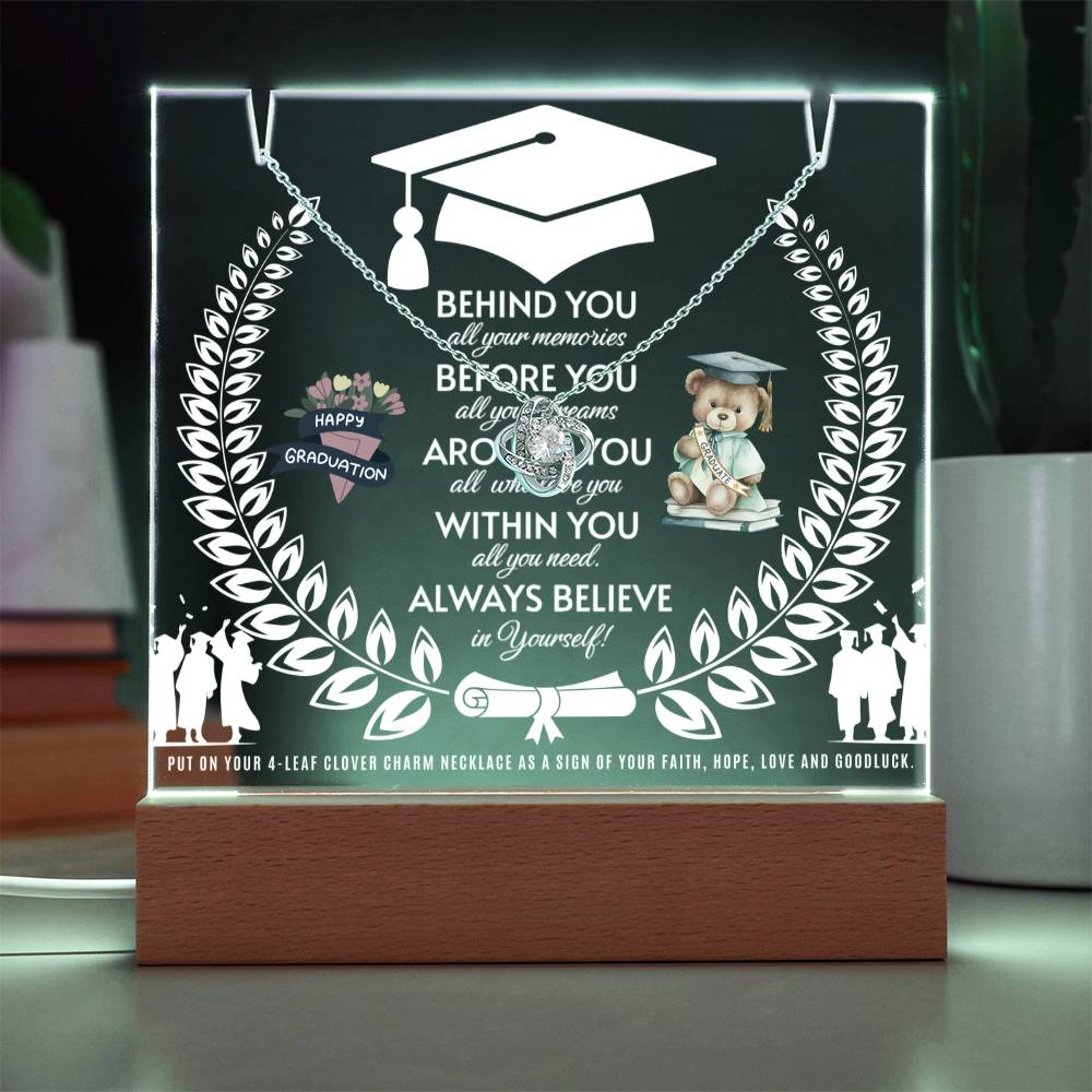 JGF Jewelry Gifts For Family Graduation Gifts Ideas For Women Her Class 2025 Necklace on Acrylic Plaque