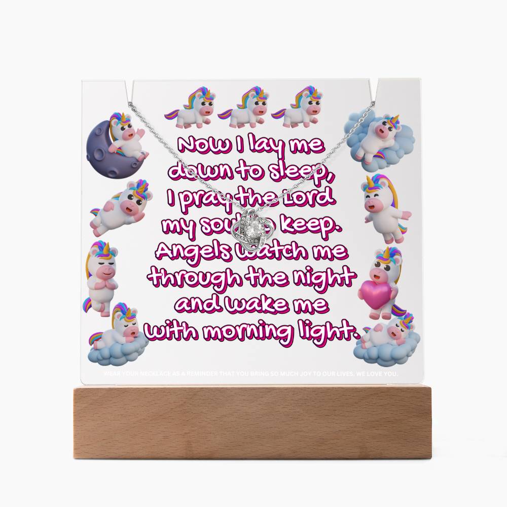 JGF Jewelry Gifts For Family Kids Unicorn For Bedroom Girls Necklace on Multicolor Display Acrylic Plaque LED