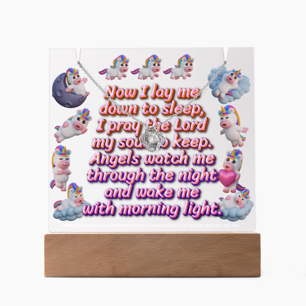 JGF Jewelry Gifts For Family Necklace on Multicolor Display Acrylic Plaque LED Unicorn Kids For Bedroom Girls