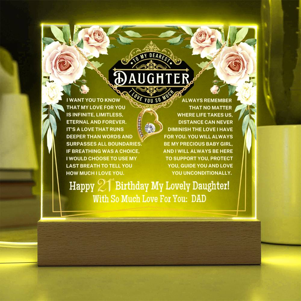 JGF Jewelry Gifts For Family Daughter Happy 21st Birthday For Her Teen Girl Turning 21 Year Old Necklace Jewelry Gifts From Dad