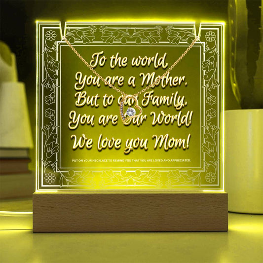 JGF Jewelry Gifts For Family Mom Plaque From Daughter Necklace and Acrylic Multicolor Display LED