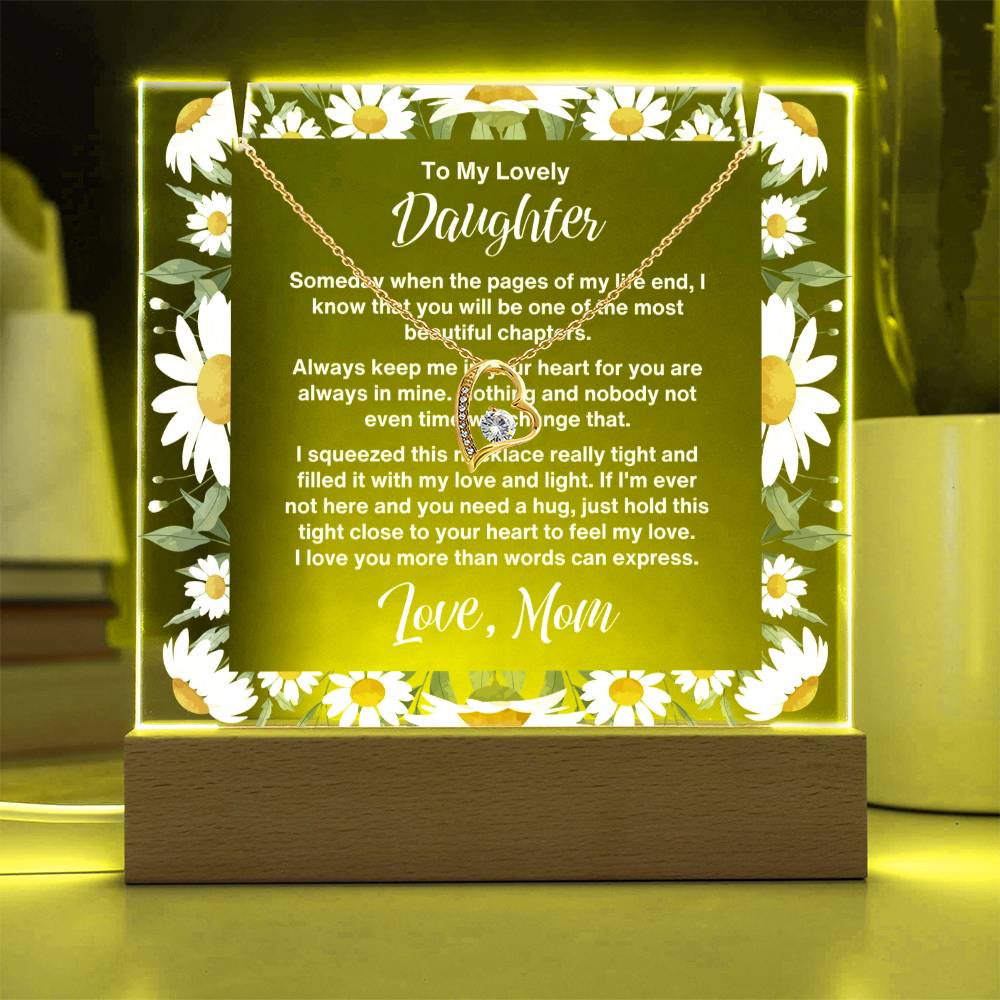 JGF Jewelry Gifts For Family Daughter Plaques From Mom Necklace and Acrylic Multicolor Display LED