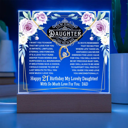 JGF Jewelry Gifts For Family Daughter Happy 21st Birthday For Her Teen Girl Turning 21 Year Old Necklace Jewelry Gifts From Dad