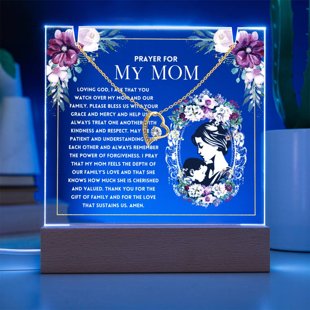 JGF Jewelry Gifts For Family I Love My Mommy A Prayer For My Mom Plaque From Daughter and Son with Heart Link Chain Pendant Charm Necklace