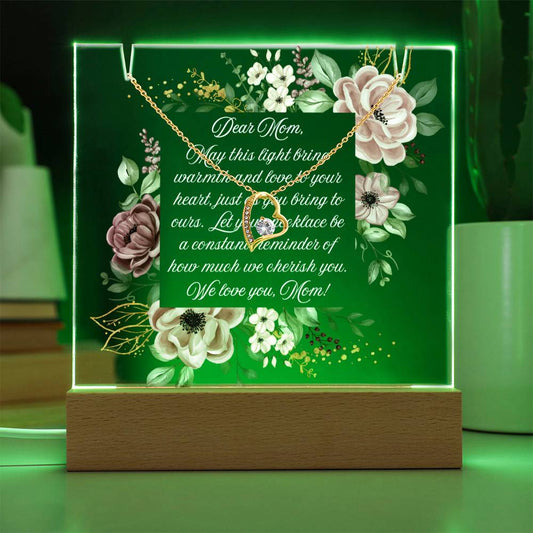 JGF Jewelry Gifts For Family Necklace and Acrylic To My Mom Plaque From Kids