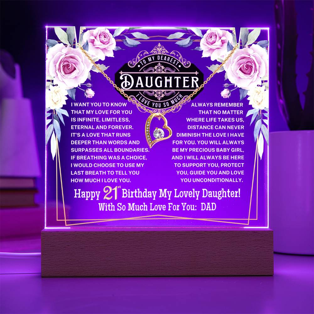 JGF Jewelry Gifts For Family Daughter Happy 21st Birthday For Her Teen Girl Turning 21 Year Old Necklace Jewelry Gifts From Dad