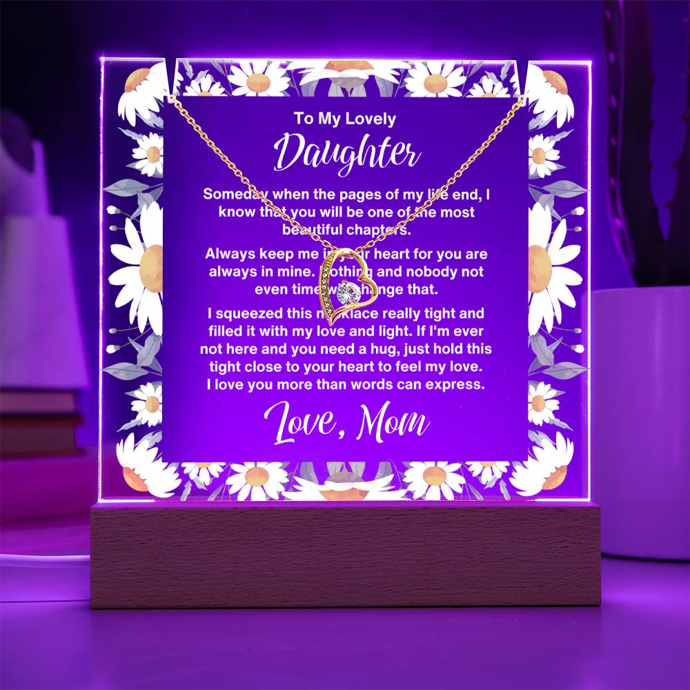 JGF Jewelry Gifts For Family Daughter Plaques From Mom Necklace and Acrylic Multicolor Display LED