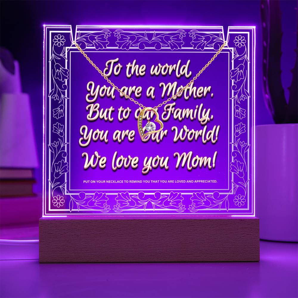 JGF Jewelry Gifts For Family Mom Plaque From Daughter Necklace and Acrylic Multicolor Display LED