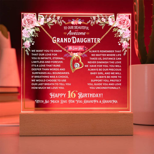 JGF Jewelry Gifts For Family Granddaughter Happy Sweet 16 Birthday Gifts For Girls Jewelry Necklace  From Grandparents