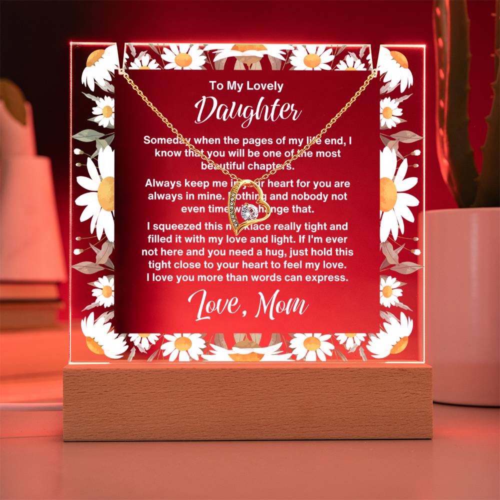 JGF Jewelry Gifts For Family Daughter Plaques From Mom Necklace and Acrylic Multicolor Display LED