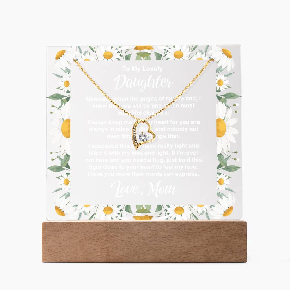 JGF Jewelry Gifts For Family Daughter Plaques From Mom Necklace and Acrylic Multicolor Display LED