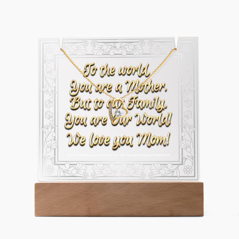 JGF Jewelry Gifts For Family Mom Plaque From Daughter Necklace and Acrylic Multicolor Display LED