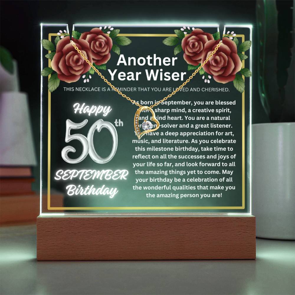 JGF Jewelry Gifts For Family September Happy 50th Birthday Jewelry Card Gift Ideas For Her Necklace Women Party