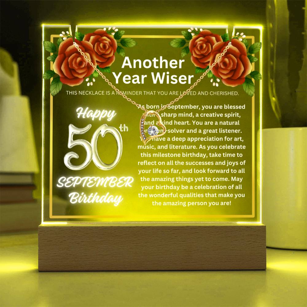 JGF Jewelry Gifts For Family September Happy 50th Birthday Jewelry Card Gift Ideas For Her Necklace Women Party