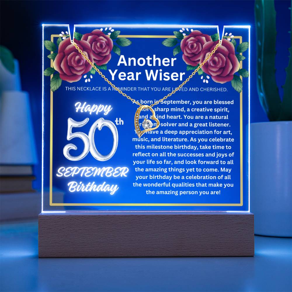 JGF Jewelry Gifts For Family September Happy 50th Birthday Jewelry Card Gift Ideas For Her Necklace Women Party