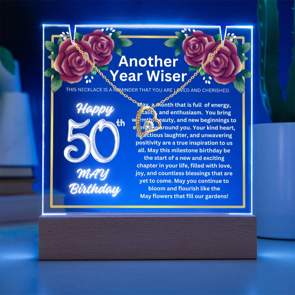 JGF Jewelry Gifts For Family May Happy 50th Birthday Jewelry Card Gifts For Her Necklace Women Party