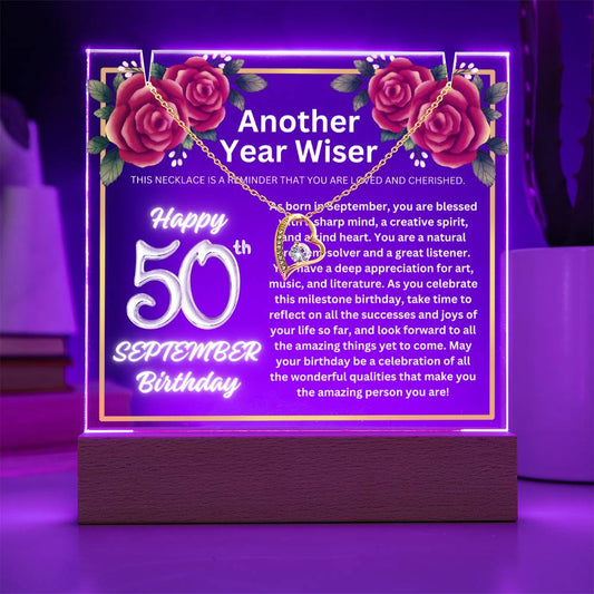 JGF Jewelry Gifts For Family September Happy 50th Birthday Jewelry Card Gift Ideas For Her Necklace Women Party