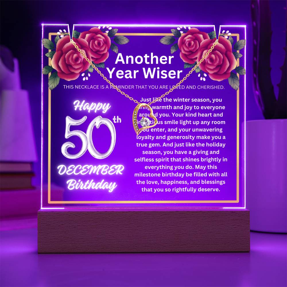 JGF Jewelry Gifts For Family December Happy 50th Birthday Jewelry Card Gifts For Her Necklace Women Party