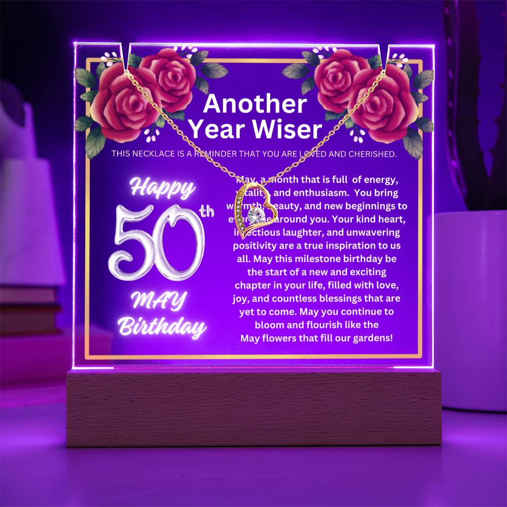 JGF Jewelry Gifts For Family May Happy 50th Birthday Jewelry Card Gifts For Her Necklace Women Party