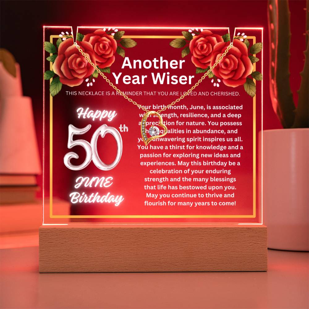 JGF Jewelry Gifts For Family June Happy 50th Birthday Jewelry Card Gifts For Her Necklace Women Party