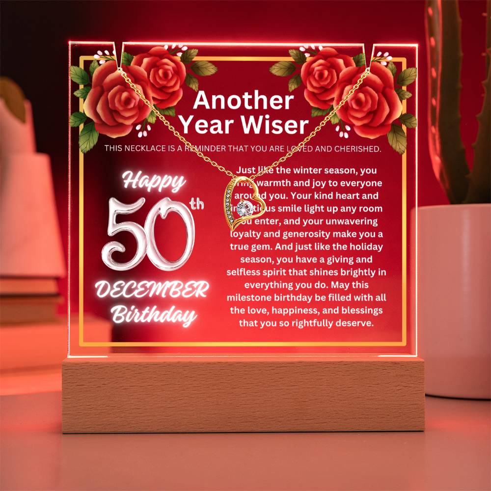 JGF Jewelry Gifts For Family December Happy 50th Birthday Jewelry Card Gifts For Her Necklace Women Party