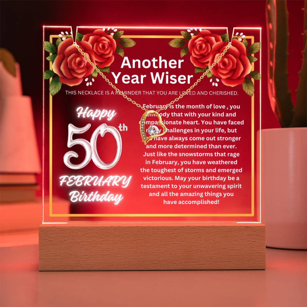 JGF Jewelry Gifts For Family February Happy 50th Birthday Jewelry Card Gift Ideas For Her Necklace Women Party