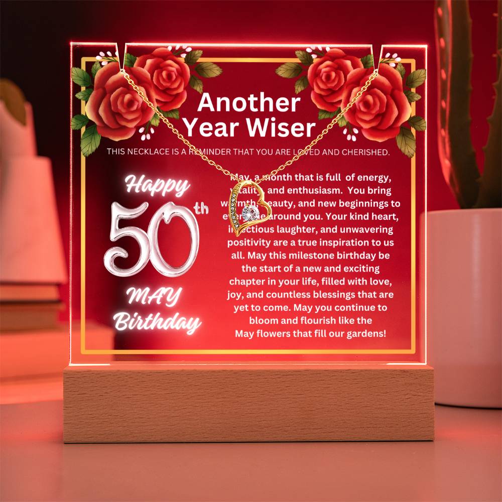 JGF Jewelry Gifts For Family May Happy 50th Birthday Jewelry Card Gifts For Her Necklace Women Party