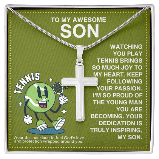 JGF Jewelry Gifts for Family Tennis Necklace With Cross Pendant