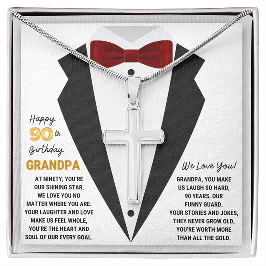 90th GrandPa White6 JGF Jewelry Gifts for Family ARTISAN CROSS TEMPLATE - artisancross-BB