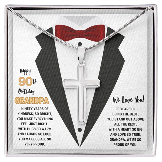 90th GrandPa White8 JGF Jewelry Gifts for Family ARTISAN CROSS TEMPLATE - artisancross-BB