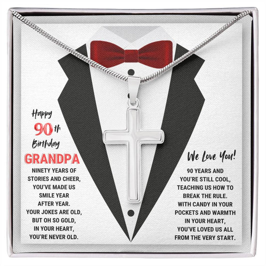 90th GrandPa White3 JGF Jewelry Gifts for Family ARTISAN CROSS TEMPLATE - artisancross-BB