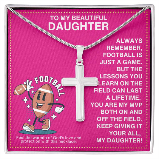 JGF Jewelry Gifts for Family Football Cross Necklace For Girls