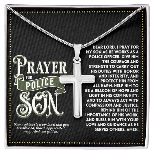 JGF Jewelry Gifts for Family Prayer For My Son Is A Police Officer