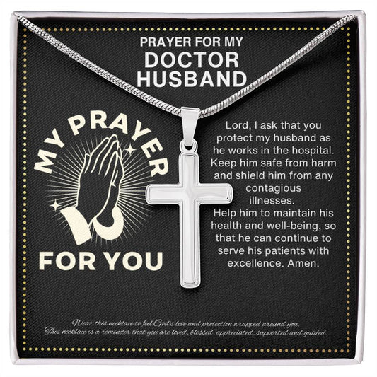 JGF Jewelry Gifts for Family Crucifix Cross Necklace Prayer For My Doctor Husband For Men