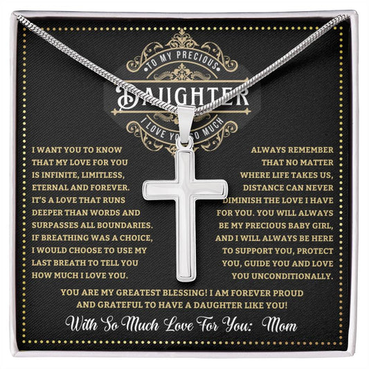 JGF Jewelry Gifts for Family Stainless Steel Inspiration Daughter's Cross Necklace Strength in Faith