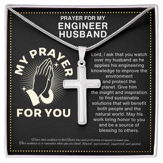 JGF Jewelry Gifts for Family My Husband Is An Engineer Cross Crucifix Necklace