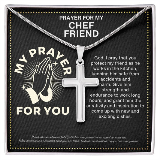 JGF Jewelry Gifts for Family Surprise Chef Friendship Cross Necklace For Men and Women