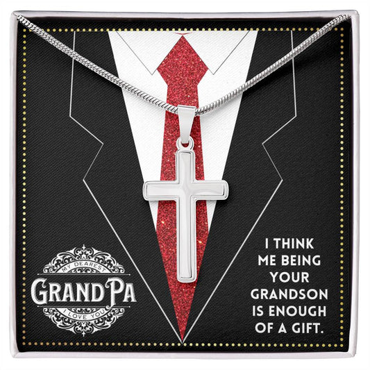 JGF Jewelry Gifts for Family grandpa Birthday Card From Child Grandson Cross Necklace For Men